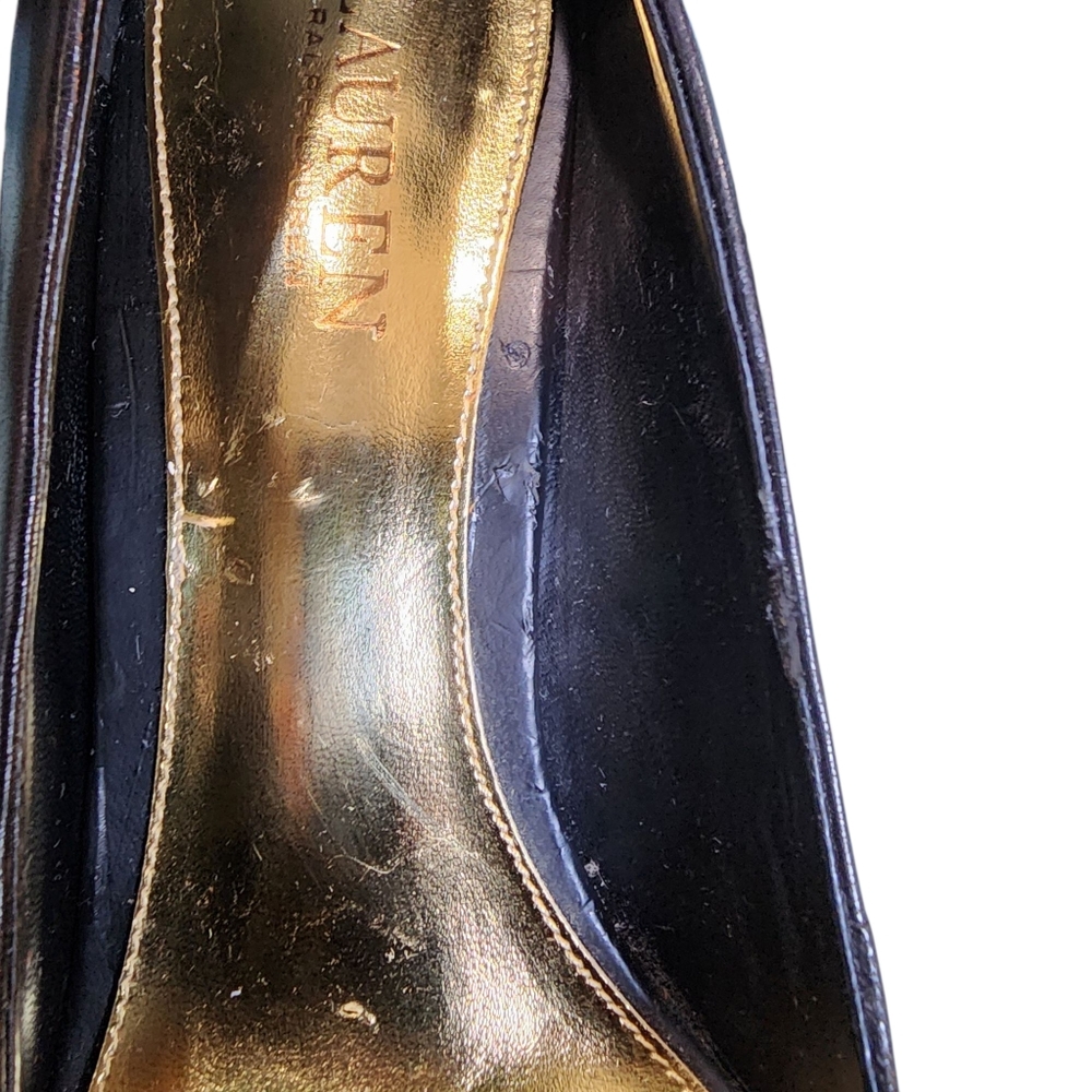 Lauren Ralph Lauren Alani Black Leather Stiletto Heels 9.5 - Picture 11 of 13